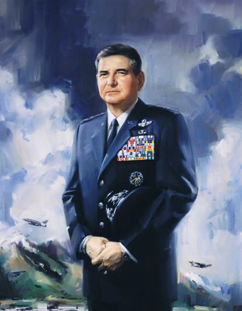 A painting of an older man in military uniform.