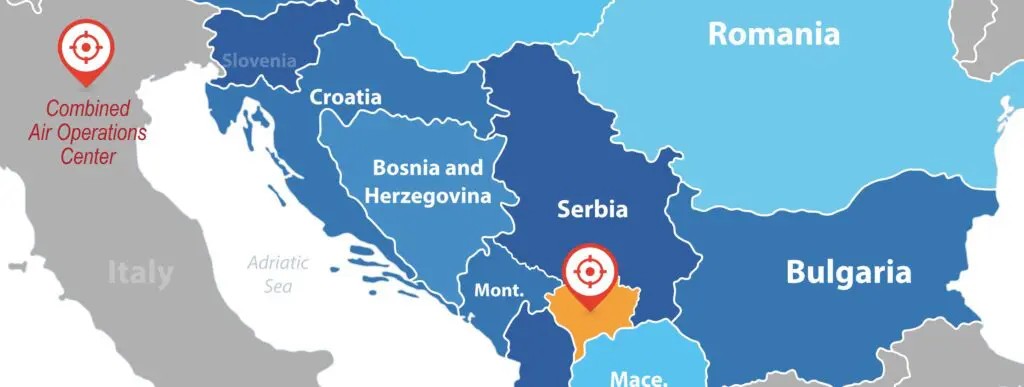 A map of serbia with the location of mace marked.