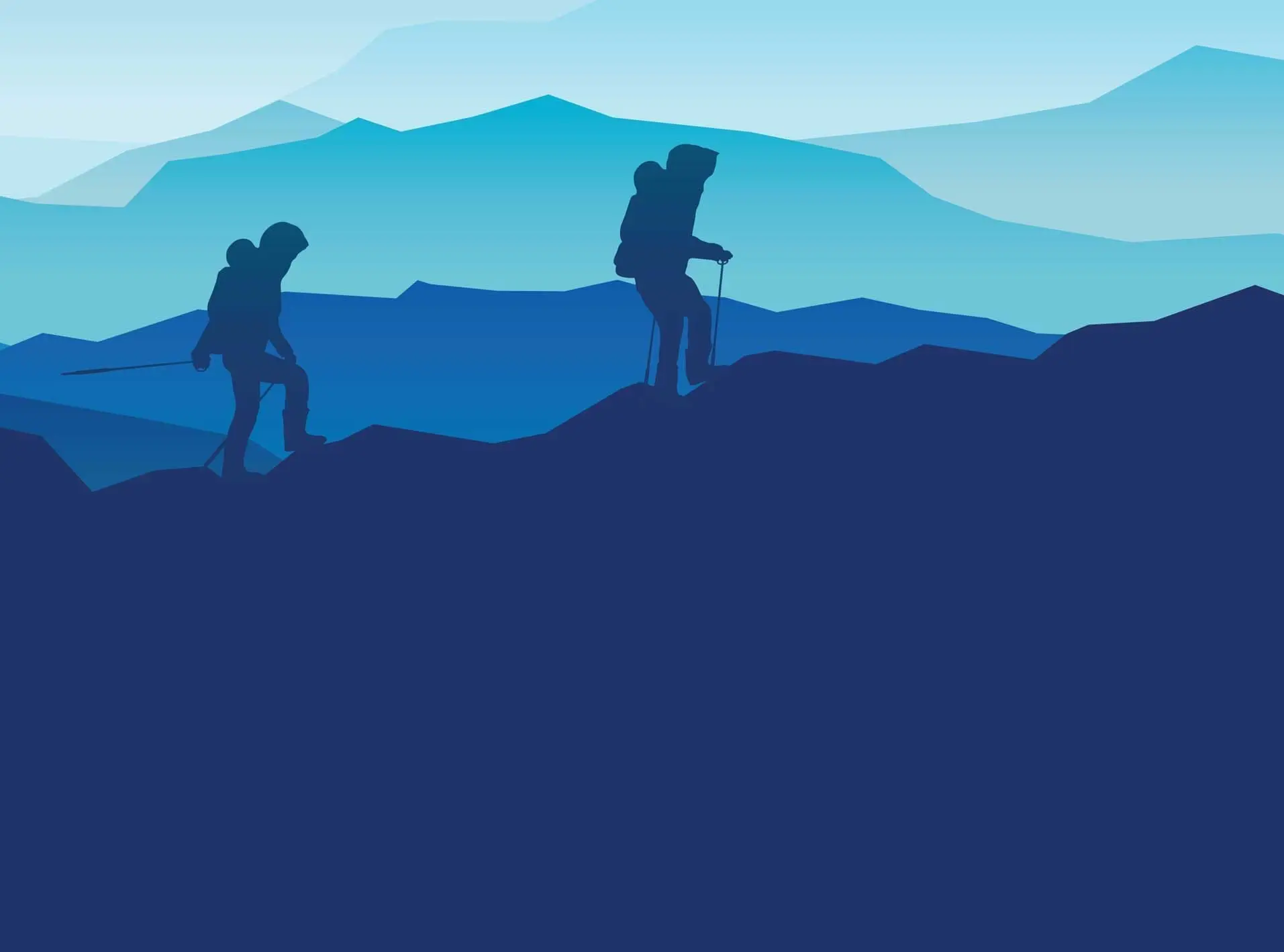 Two people are hiking up a mountain side.