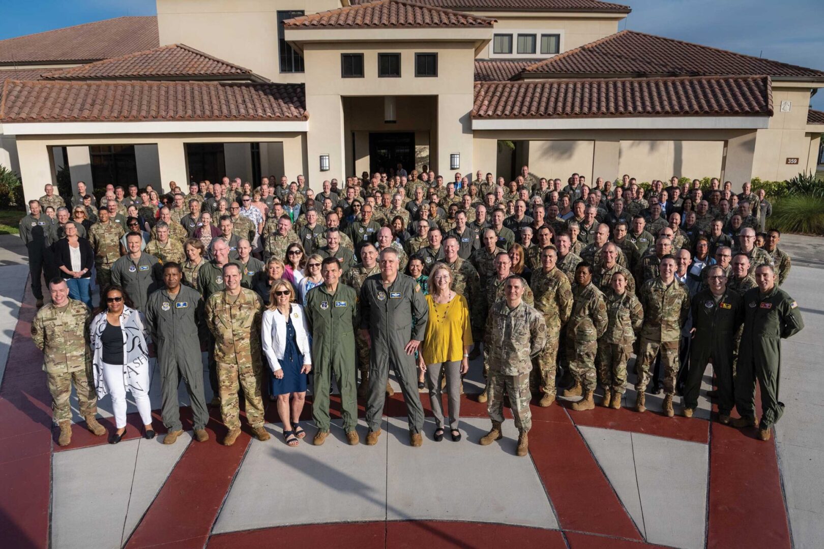 Total Force Mobility Air Force leaders pose for a group photo during Phoenix Rally at MacDill Air Force Base, FL, April 19, 2023.