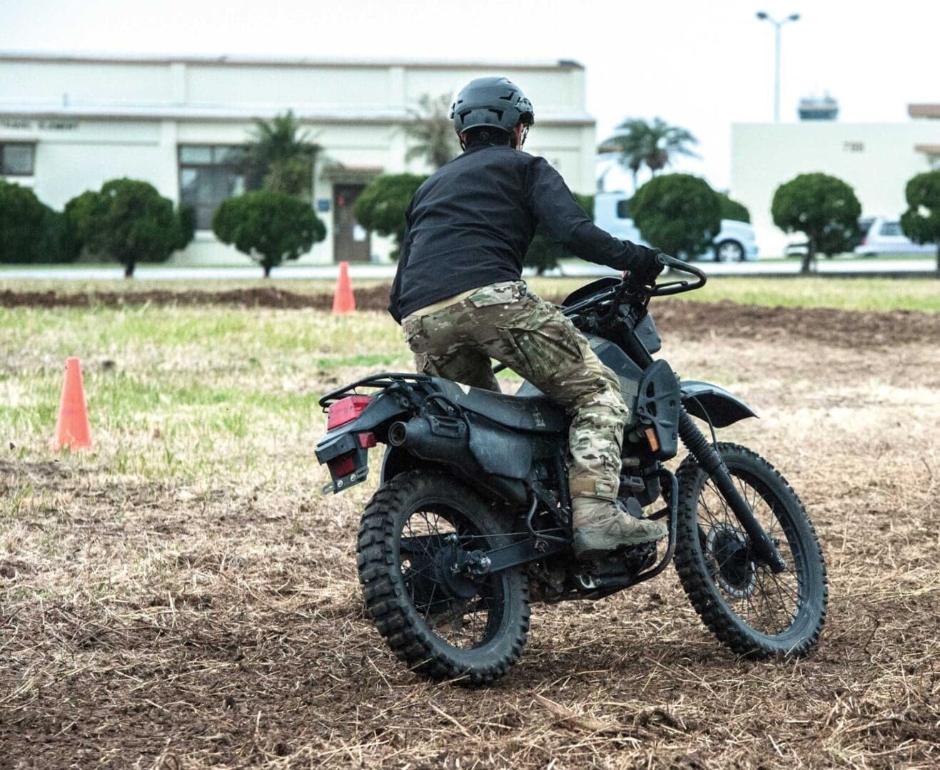 A 320th Special Tactics Squadron Airman practices maneuvering a dirt bike during the Air Force Special Operations Command Tactical Vehicle Chief Instructor Course at Kadena Air Base, Japan. USAF photo by Capt Jessica Tait