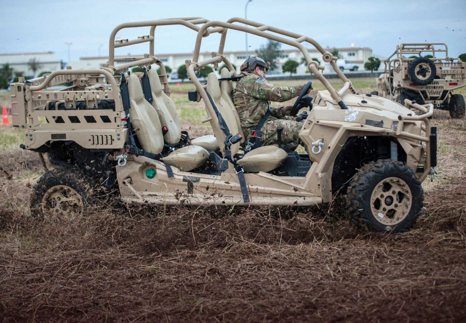 A 353d Special Operations Support Squadron Deployed Aircraft Ground Response Element Airman practices maneuvering a side-by-side during an Air Force Special Operations Command Tactical Vehicle Chief Instructor Course at Kadena Air Base, Japan. USAF photo by Capt Jessica Tait