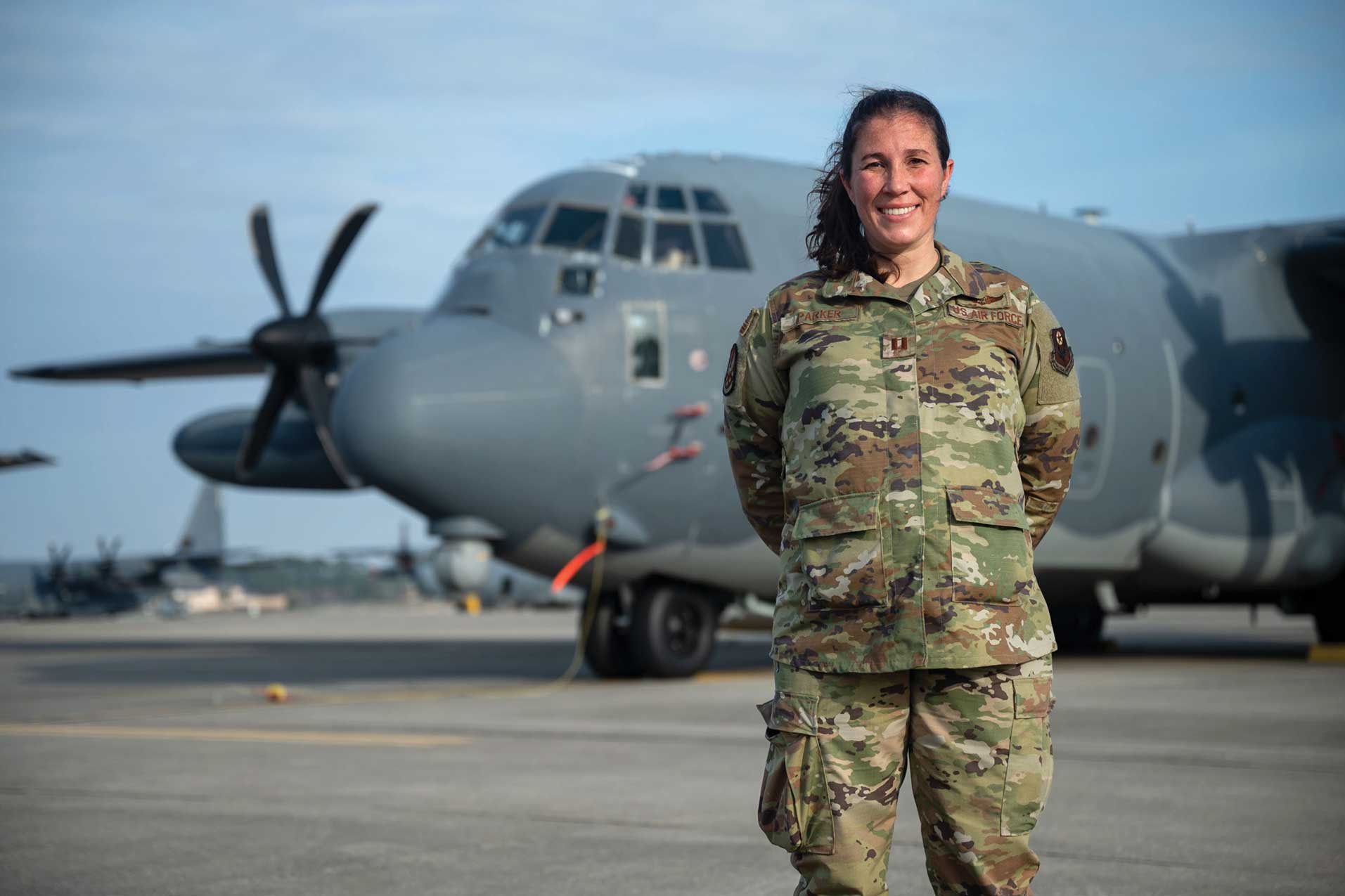 Capt Katie Parker, a Combat Systems Officer assigned to the 15th Special Operations Squadron at Hurlburt Field, FL, shared her story of how recent Air Force policy changes allowed her to continue flying during her pregnancy. Aircrew are now able to voluntarily request to fly through all three trimesters of their pregnancy. USAF photo by SrA Natalie Fiorilli