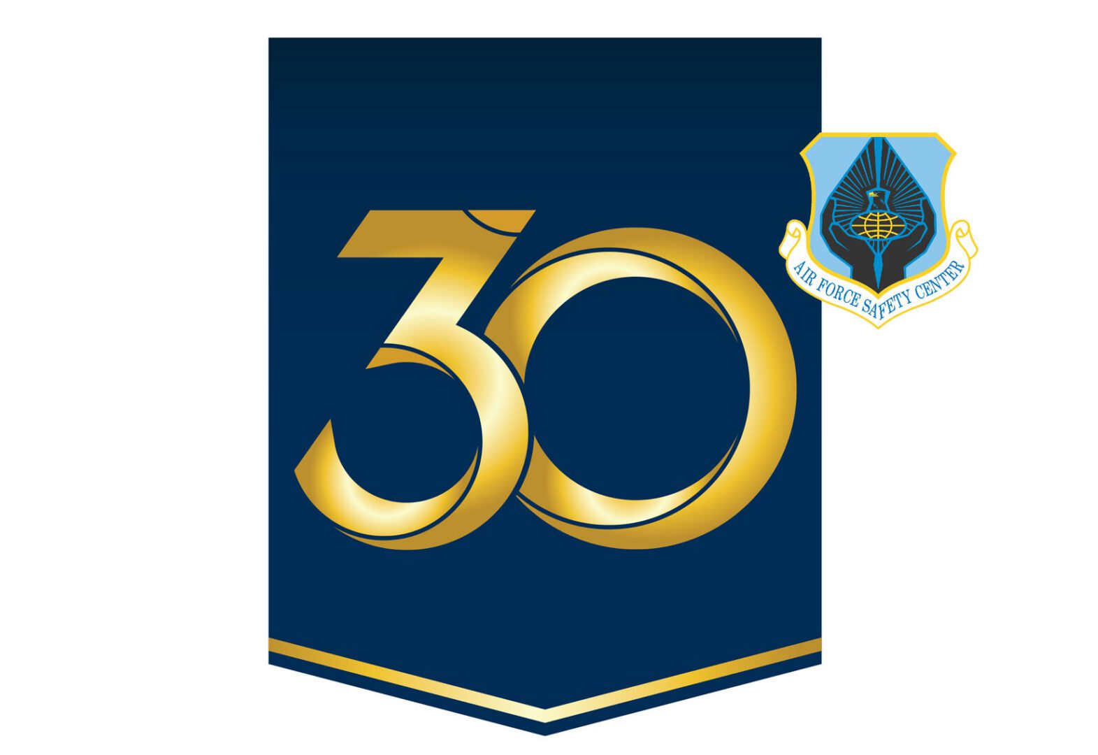 Air Force Safety Center shield and a banner with the number 30.